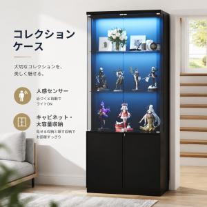 コレクションボックス 7色LEDライト付き 可動棚板 コレクションケース