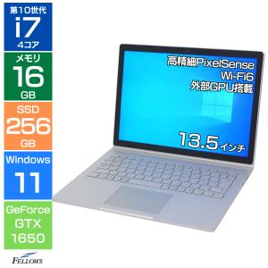 16GBメモリ GeForce GTX1650 ノートパソコン 中古 Sランク 美品 良品 Win11 Pro i7 第10世代 Microsoft Surface Book3 プラチナ 256GB SSD 13.5インチ B5