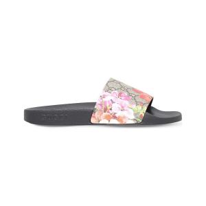 グッチ GUCCI レディース サンダル・ミュール シャワーサンダル シューズ・靴 Pursuit floral-print leather sliders BEIGE COMB｜fermart-shoes