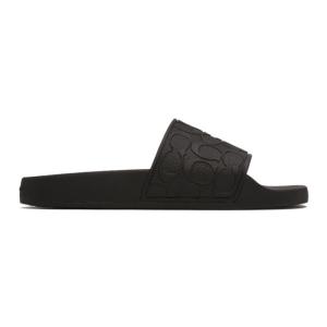 コーチ Coach 1941 メンズ サンダル シューズ・靴 Black Embossed Logo Slide Sandals Tan/Black｜fermart-shoes