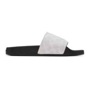 コーチ Coach 1941 メンズ サンダル シューズ・靴 Black & Grey Logo Slide Sandals Charcoal/Black｜fermart-shoes