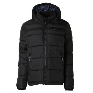 【即納】トミー ヒルフィガー Tommy Hilfiger メンズ ダウン・中綿ジャケット アウター CLASSIC NYLON HOODY PUFFER JACKET 158AN508 BLACK フード ロゴ