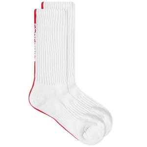 バーバリー Burberry メンズ ソックス インナー・下着 Vertical Logo Sport Sock White/Red