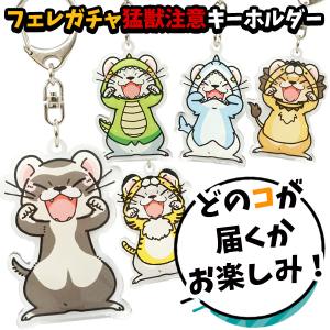 フェレット グッズ フェレガチャ 猛獣注意キーホルダー フェレット 小動物 キーホルダー キーリング かわいい アクリル キャラクター ゆうパケットOK｜ferretwd