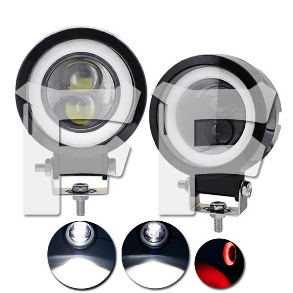 3インチ 20W LED ワークライト 作業灯 ホワイト イカリング レッド オートバイ トラック ...