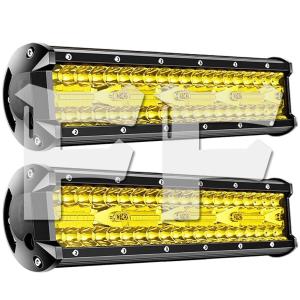 送料無料● 12インチ LED ワークライト 作業灯 240W イエロー 照明 トラック トラクター SUV ボート 建設機械 工事現場 12V/24V兼用 2個｜FF-carshop