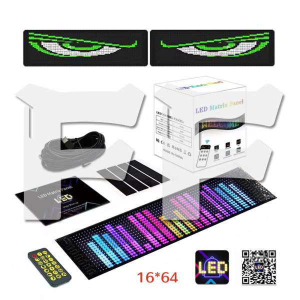 送料無料● プログラミング可能な柔軟な車載LEDスクリーン 悪魔の眼 USB 5V LEDサイン ア...