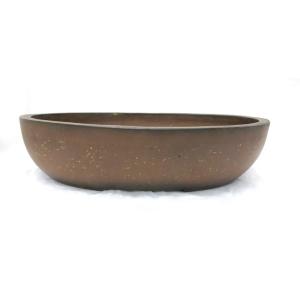 1259　（中古）　盆栽鉢　古渡梨皮紅泥切立楕円　楕円鉢