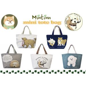 Mintinn　キャンバスミニトートバッグ　犬シリーズ　ミニトート　ポケット　手提げ　ランチバッグ　...