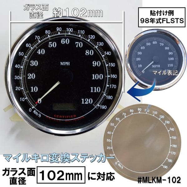 102mm ハーレー専用マイル→キロメートル変換ステッカー メーターシール