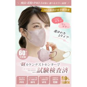 個包装 大容量 60枚 マスク 不織布 2タイ...の詳細画像1