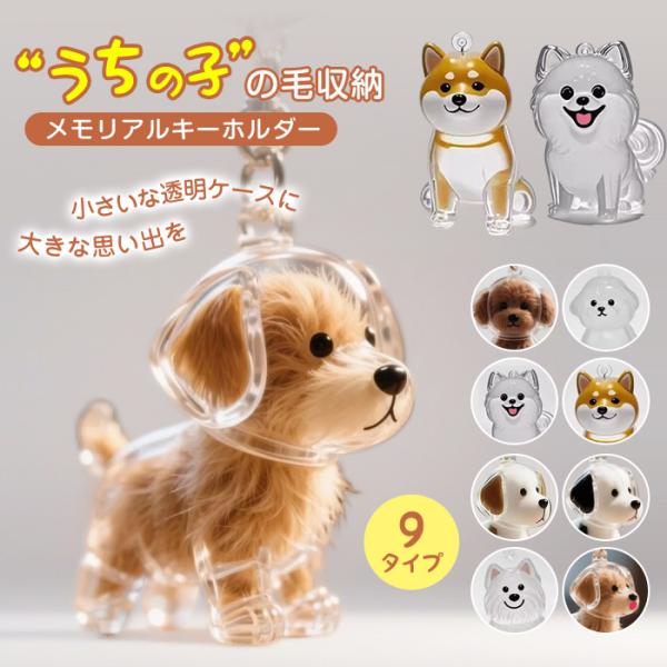 2個セット ペットの毛収納キーホルダー犬 猫 毛 収納 キーホルダー 遺毛 ケース ボトル 透明 カ...