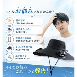 ファン付き帽子 USB充電ソーラー充電対応 扇...の詳細画像1