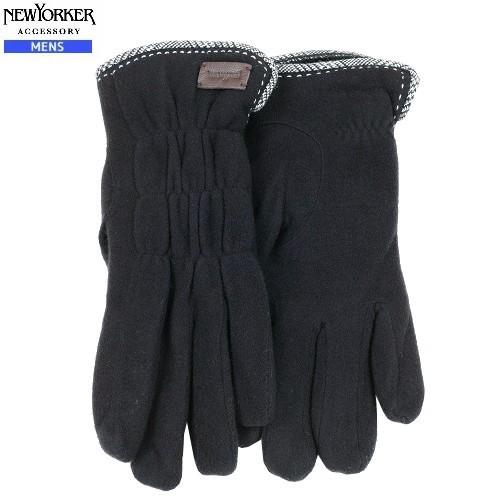 NEWYORKER ニューヨーカー  スクワラン配合 ロゴパッチ付き 起毛 グローブ 手袋  黒 2...