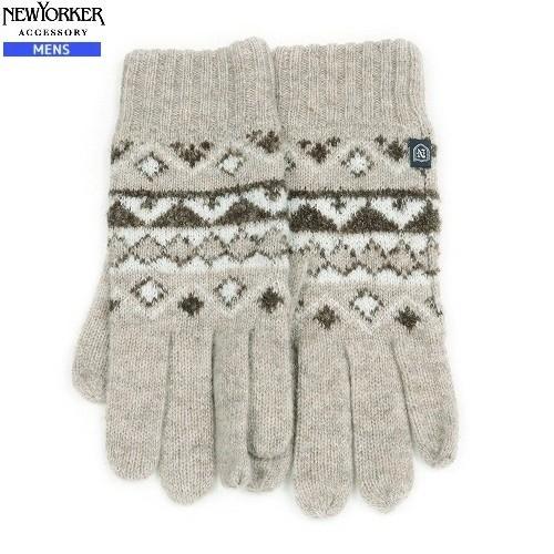 NEWYORKER ニューヨーカー ノルディック柄 ニット グローブ 手袋  ベージュ 22/1/3...