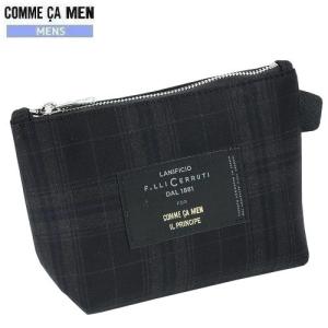 SALE65%OFF COMME CA MEN コムサメン  CERRUTI社生地 イルプリンチペチェック ミニポーチ チャコール 19/7/3 190719 送料無料