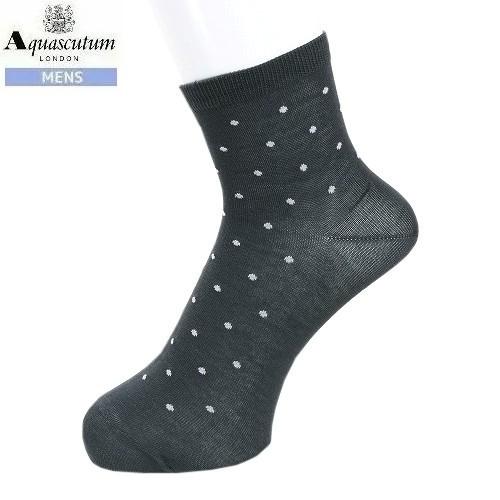 Aquascutum アクアスキュータム 日本製 ドット ショートソックス 靴下  チャコール 21...