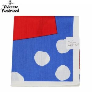 新古品 ヴィヴィアンウエストウッド ハンカチ Vivienne Westwood プレゼント ラッピング無料 日本製 プリント コットン ハンカチーフ 青 021123｜fflower11