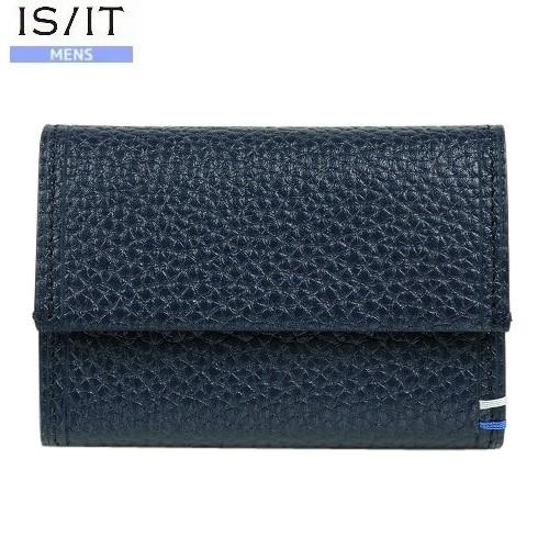 SALE43%OFF IS/IT イズイット 本革 シボレザー コンパクト 三つ折り財布 紺 23/...
