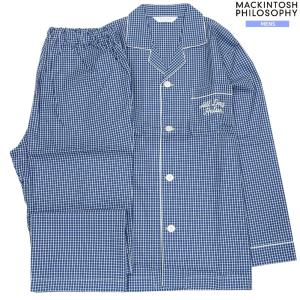 マッキントッシュ パジャマ MACKINTOSH PHILOSOPHY 38%OFF メンズ ラッピング無料 日本製 チェック 前開き 紳士 長袖 長ズボン 紺 300524 送料無料｜fflower11