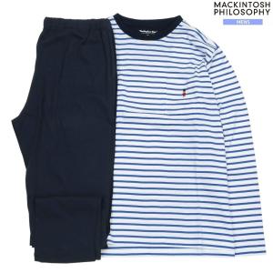 マッキントッシュ パジャマ MACKINTOSH PHILOSOPHY 24%OFF メンズ ラッピング無料 バッキンガムベア ボーダー クルーネック 紳士 長袖 長ズボン 青 300524｜fflower11