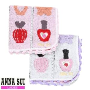 ANNA SUI アナスイ ネイル柄 タオルハンカチ ２枚セット 白×ピンク 23/2/2 090223 送料無料｜fflower11