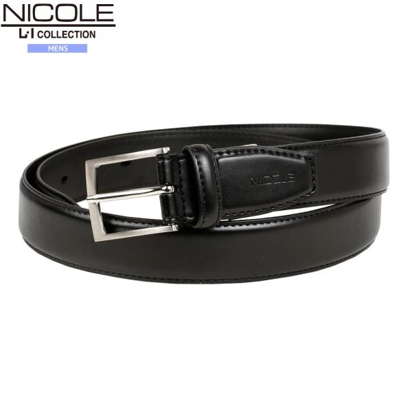 訳あり商品 ニコル レザーベルト NICOLE メンズ ブランド 本革 ロゴ刻印 ビジネス レザー ...