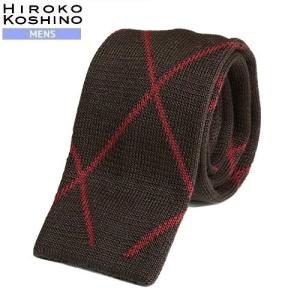 SALE64%OFF HIROKO KOSHINO HOMME ヒロココシノオム チェック ニットタイ＆チーフ BOXセット 茶 18/9/5 260918 送料無料  22.02sage｜fflower11