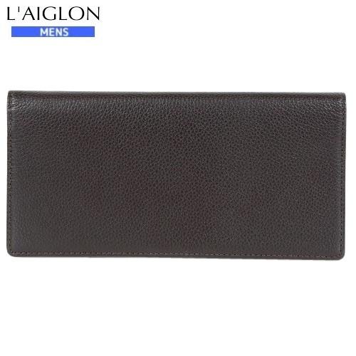 L'AIGLON 長財布 レグロン メンズ ブランド 薄型 本革 シュリンク加工 ソフトレザー 暗茶...