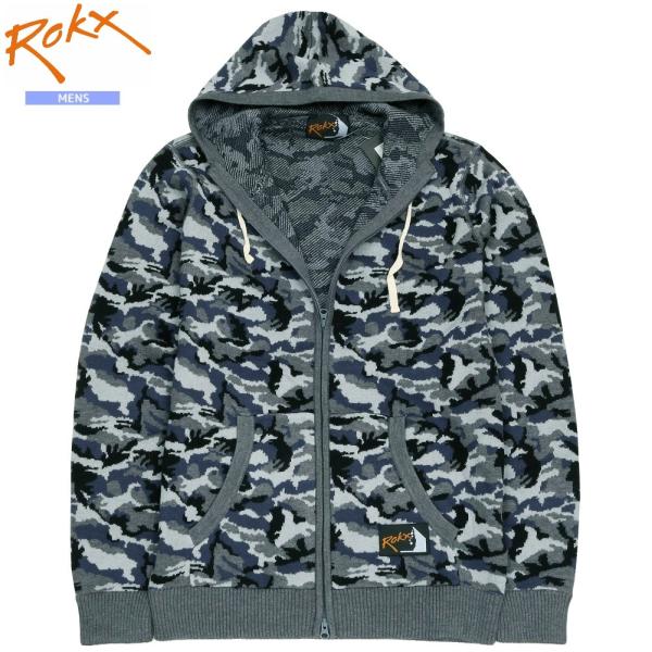 ROKX パーカー ロックス 59%OFF メンズ ブランド カモフラージュ ニット ジップアップ ...