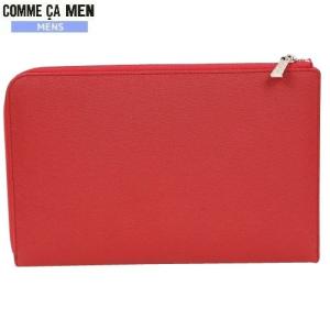 SALE60%OFF COMME CA MEN コムサメン 本革 角シボ レザー クラッチバック 赤 22/11/2 101122 送料無料｜fflower11