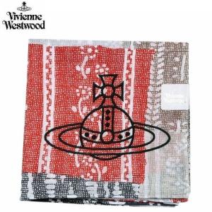 新古品 ヴィヴィアンウエストウッド ハンカチ Vivienne Westwood レディース ラッピング無料 日本製 ORB刺繍 コットン 大判 ハンカチーフ 赤 170124｜フラワー