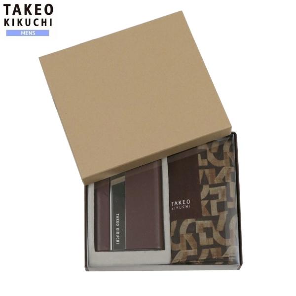 タケオキクチ 名刺入れ ＆ ハンカチ セット TAKEO KIKUCHI 25%OFF メンズ ブラ...