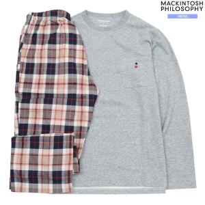 マッキントッシュ パジャマ MACKINTOSH PHILOSOPHY 28%OFF メンズ ラッピング無料 バッキンガムベア クルーネック 紳士 長袖 長ズボン グレー×ベージュ 300524｜fflower11