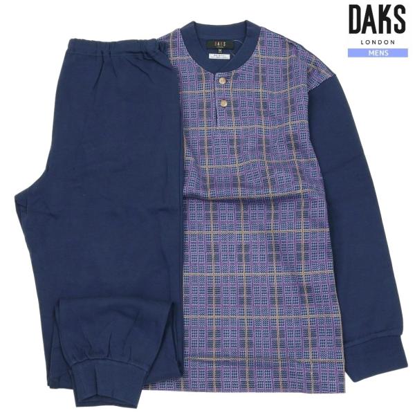 DAKS パジャマ ダックス 31%OFF メンズ ラッピング無料 日本製 チェック切替 ヘンリーネ...