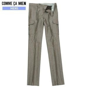 SALE78%OFF COMME CA MEN コムサメン リネン混 カーゴスラックスパンツ ワンタック  灰茶 15/7/4 220715 送料無料  20.03sage｜fflower11