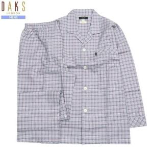 SALE37%OFF【DAKS】ダックス 日本製「EasyCare」チェック 前開き 紳士パジャマ(長袖＆長ズボン) グレー『21/6/1』030621(送料無料)