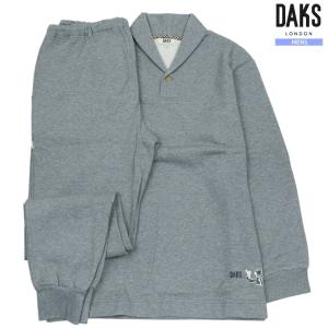 DAKS パジャマ ダックス メンズ ラッピング無料 秋冬 日本製 裏起毛 ショールカラー 紳士 長袖 長ズボン グレー 160524｜fflower11