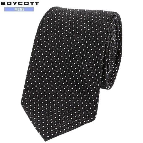 SALE大特価 BOYCOTT ボイコット ドット刺繍 シルクネクタイ 黒 19/7/1 05071...