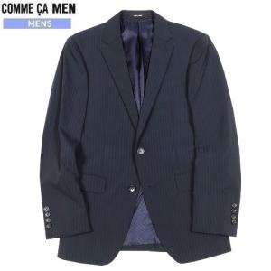 SALE89%OFF COMME CA MEN コムサメン ポリスト シャドーストライプ 2Bテーラードジャケット 紺 18/11/2 081118 送料無料  20.03sage｜fflower11