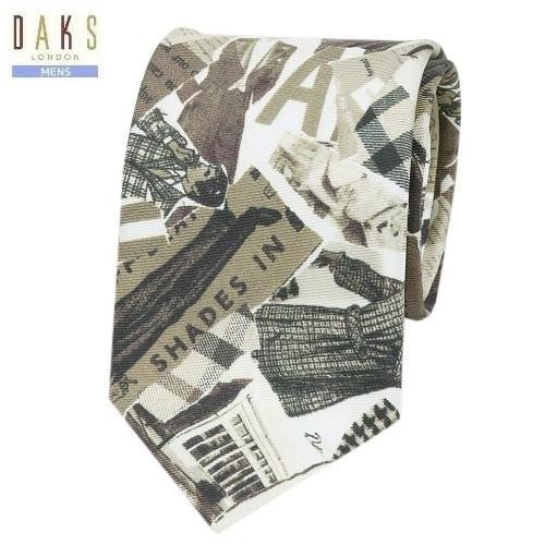 SALE50%OFF DAKS ダックス 日本製 プリント シルクネクタイ ベージュ 21/10/5...