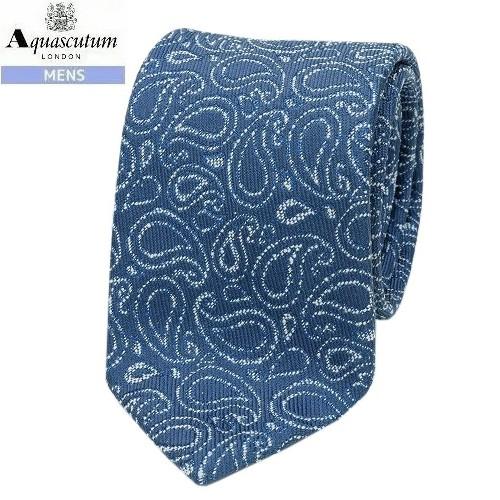 SALE50%OFF Aquascutum アクアスキュータム 日本製 スモールペイズリー シルクネ...