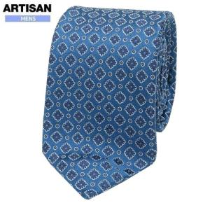 SALE64%OFF ARTISAN MEN アルチザン・メン 日本製 フラワー小紋 シルクネクタイ 青 22/11/2 101122 送料無料｜fflower11