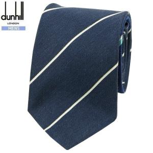 SALE56%OFF dunhill ダンヒル イタリア製 ブロックストライプ シルクリネン ネクタイ 紺 22/11/3 171122