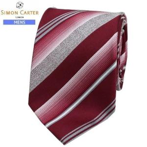 SALE62%OFF SIMON CARTER サイモンカーター 日本製 グラデーション レジメンタル シルクネクタイ ワイン 19/10/1 041019 送料無料｜fflower11