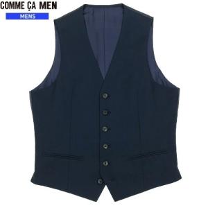 SALE75%OFF COMME CA MEN コムサメン  CERRUTI社生地 ウールギャバジン 6B ジレベスト 紺 22/4/5 280422 送料無料｜fflower11