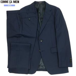 コムサメン スーツ COMME CA MEN 60%OFF メンズ ブランド シャドーストライプ シングル 2ボタン 紺 100524 送料無料｜fflower11