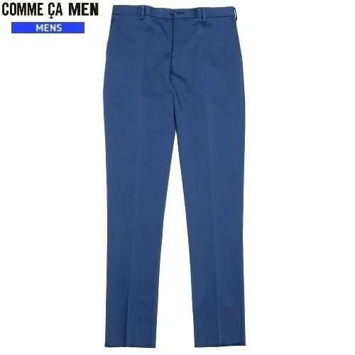 SALE66%OFF COMME CA MEN コムサメン カラーポリエステル スラックスパンツ 青...