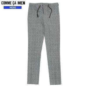 SALE67%OFF COMME CA MEN コムサメン 日本製 リネン混 グレンチェック イージーパンツ グレー 22/9/3 150922 送料無料