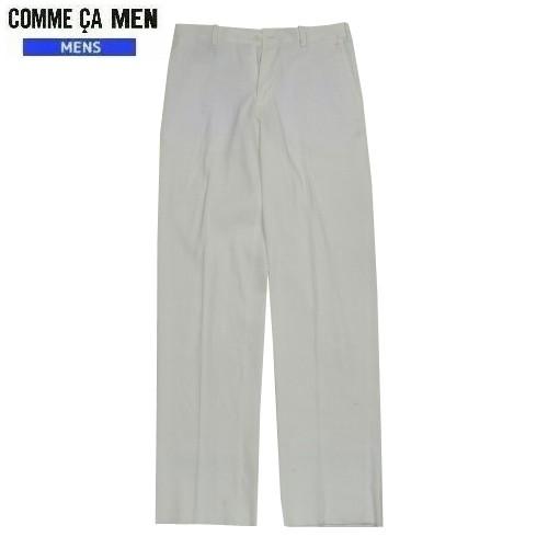 訳あり商品 COMME CA MEN コムサメン リネン混 ストレッチ ストレートパンツ 白 22/...